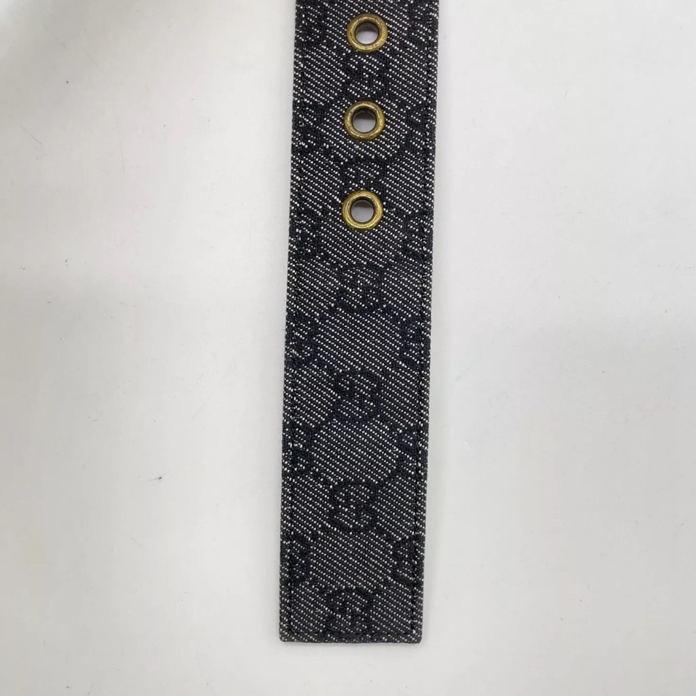 Auth GUCCI GG canvas denim 90745.1766.80.32 Belt W/Bag Gucci Black Leather Belt - Picture 10 of 13